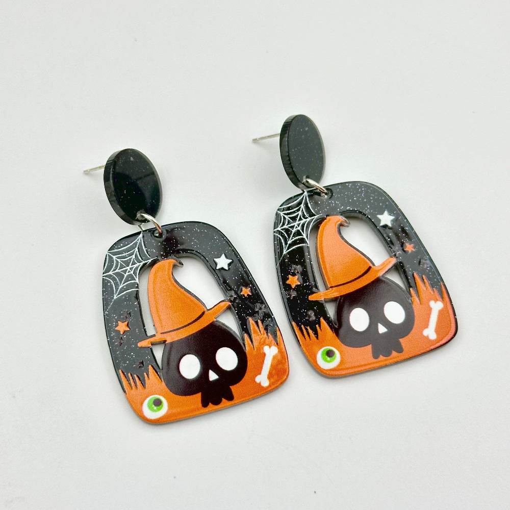 Halloween Day Ornament Colorful Ghost Eyes Funny Acrylic Earrings For Women - EX-STOCK Canada