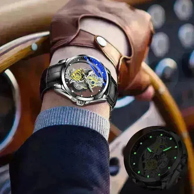 Men Watch Skeleton Automatic Quartz Watch Gold Skeleton Vintage Man Watch Mens Watches Top Brand Luxury