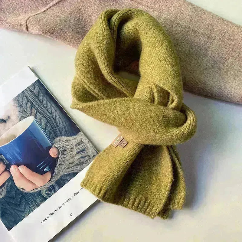Women's Sweet Version Fleece Solid Scarf Autumn And Winter