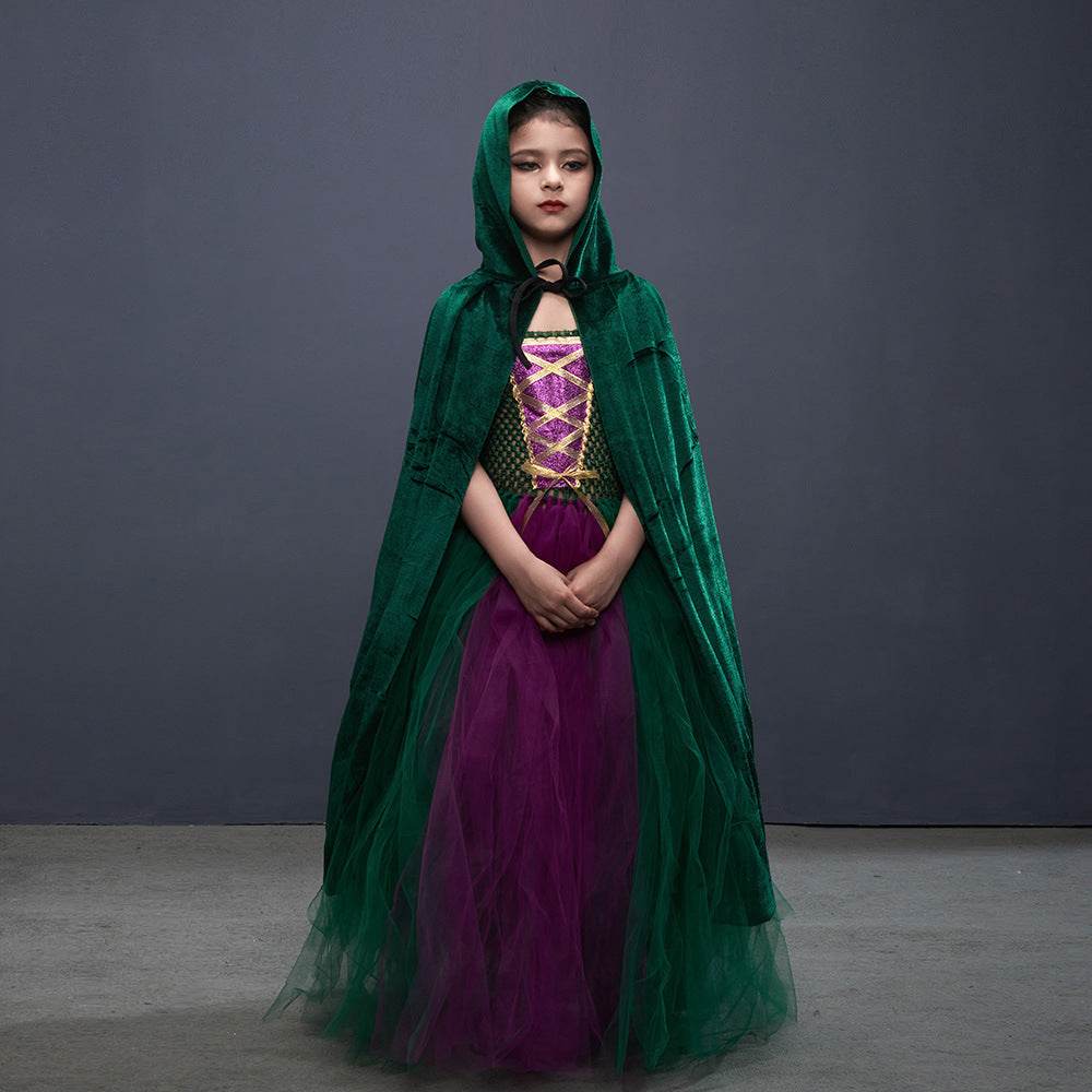 Halloween Costume Witch Children Dress Cloak Broom Set EX-STOCK