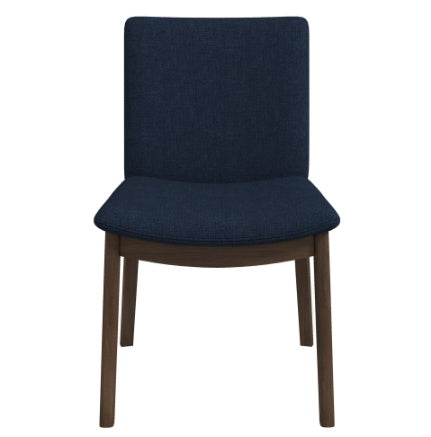 Laura Blue Linen Solid Wood Dining Chair  Set Of 2 Mid-Century Modern Style EX-STOCK