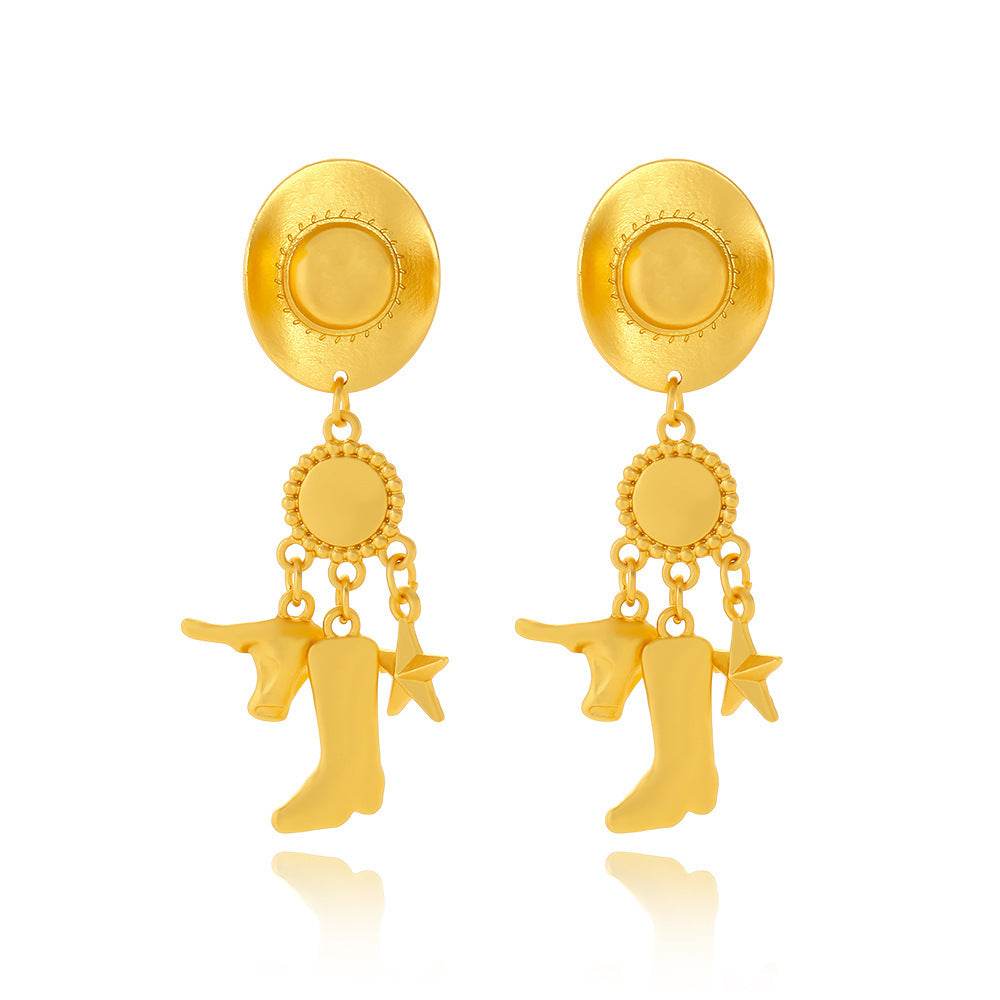 Creative Long Cowboy Hat Eardrops Earrings EX-STOCK
