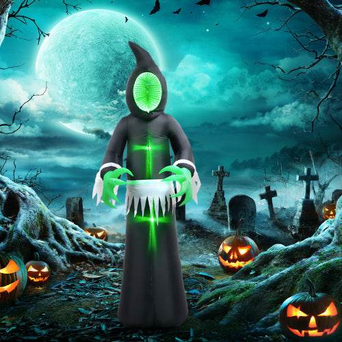 HOMCOM 8ft Inflatable Halloween Decoration Mirror Face Ghost, Blow Up Outdoor LED Yard Display, Waterproof - EX-STOCK Canada