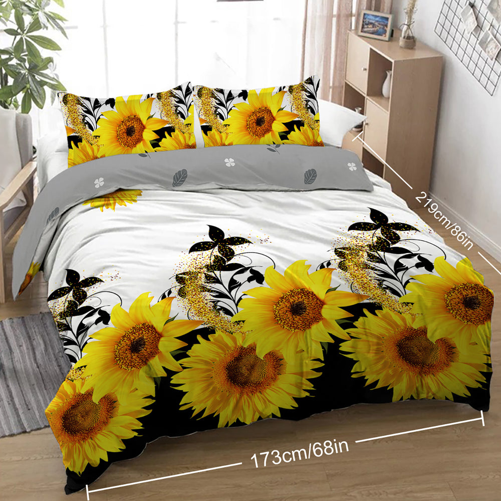 3 Pieces Black And White Background Sunflower Duvet Cover Set Yellow Flower Polyester Bedding Set For Adults Bedroom Decor Twin Full Queen King Size EX-STOCK Canada 