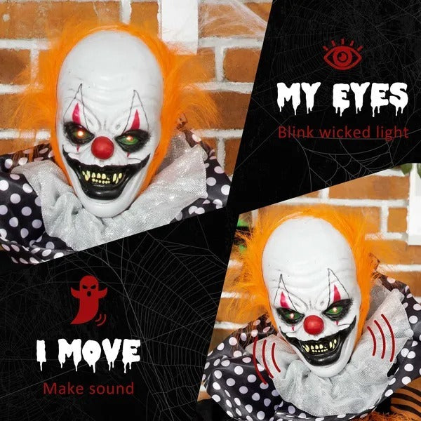 5ft Life Size Outdoor Halloween Decoration, Talking Circus Clown With Sound And Motion Activated, Light Up Eyes EX-STOCK Canada 