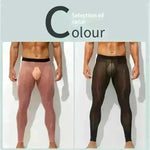 Men's Ultra thin Ice Silk Long John Skinny Flesh Nude Reflective Slim Leggings - EX-STOCK CANADA
