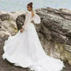 Beach Boho Wedding Dress Puff Sleeve V Neck Bridal Gown - EX-STOCK CANADA