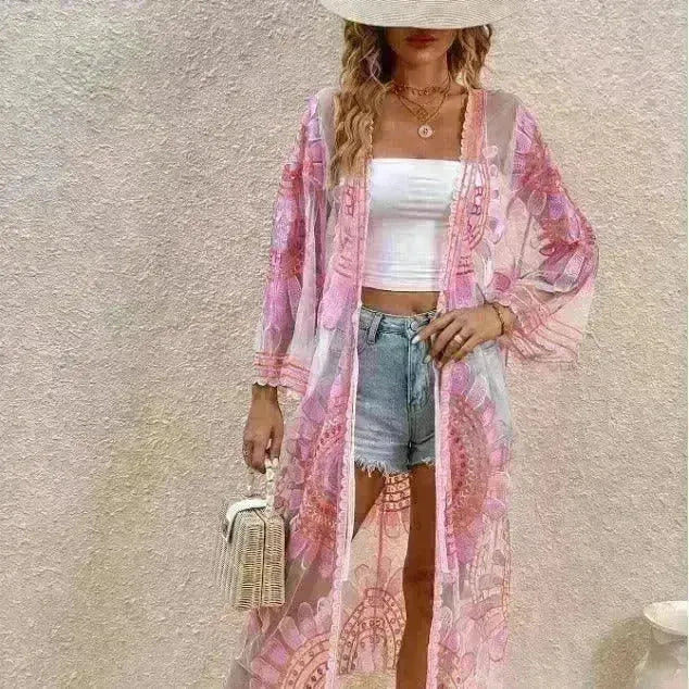 Beach Cover-up Pattern Sun Protection Cardigan Female - EX-STOCK CANADA