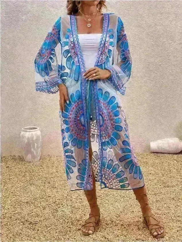 Beach Cover-up Pattern Sun Protection Cardigan Female - EX-STOCK CANADA