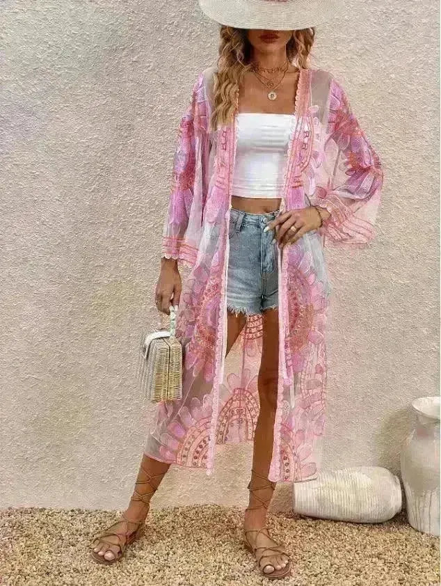Beach Cover-up Pattern Sun Protection Cardigan Female - EX-STOCK CANADA