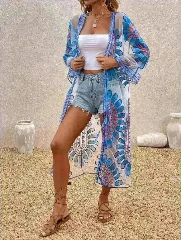 Beach Cover-up Pattern Sun Protection Cardigan Female - EX-STOCK CANADA