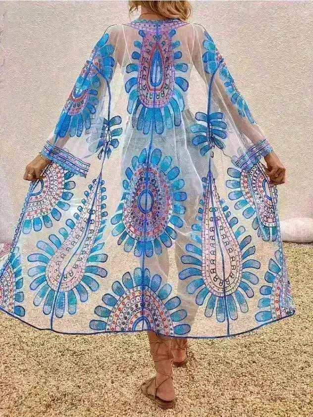 Beach Cover-up Pattern Sun Protection Cardigan Female - EX-STOCK CANADA