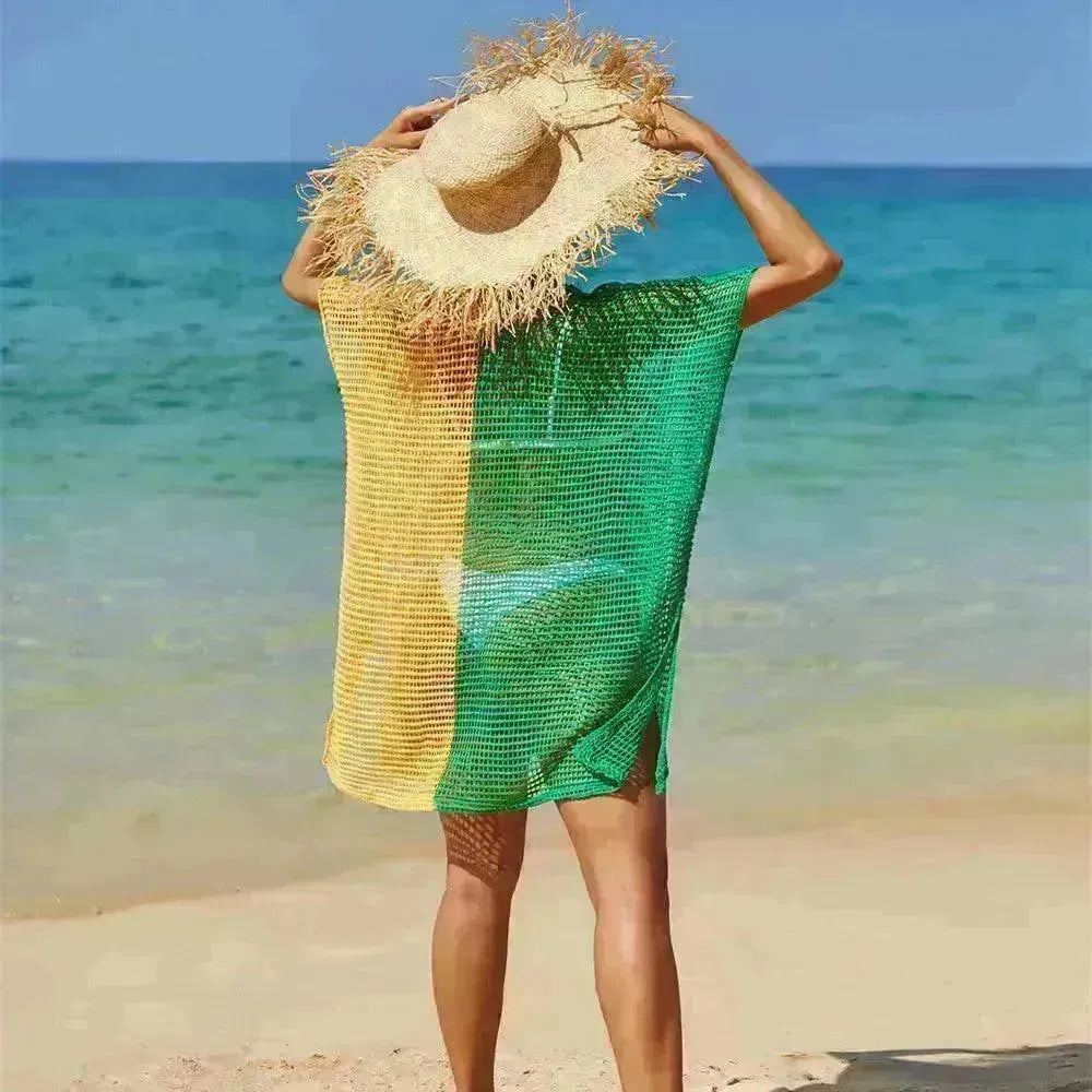 Beach Hollow Out Tops Cover-Up Knit Bikini Over-Blouse - EX-STOCK CANADA