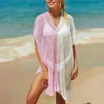 Beach Hollow Out Tops Cover-Up Knit Bikini Over-Blouse - EX-STOCK CANADA
