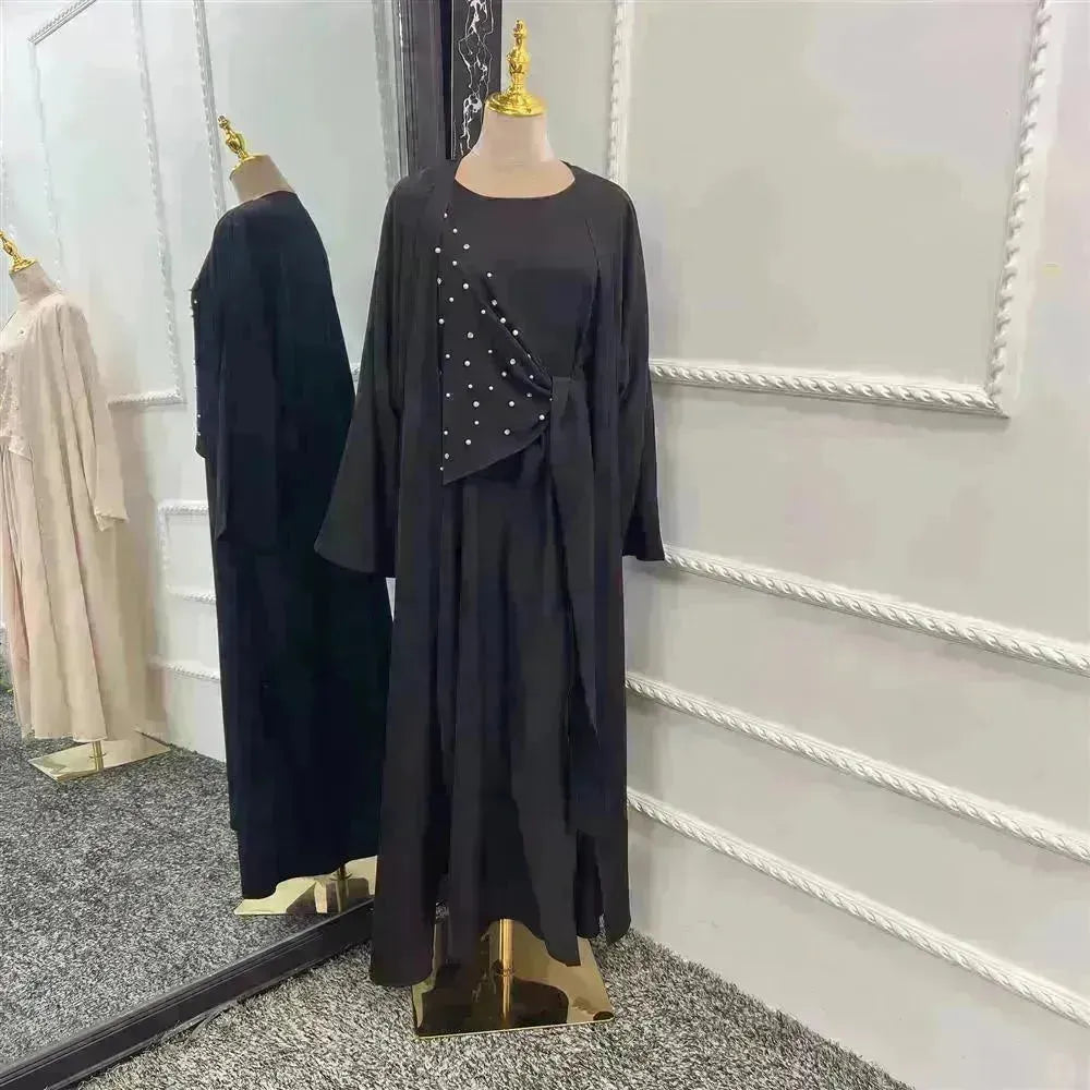 Beaded Women's Arab Solid Color Two-piece Suit - EX-STOCK CANADA