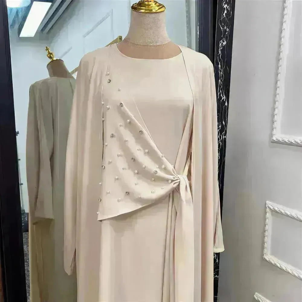 Beaded Women's Arab Solid Color Two-piece Suit - EX-STOCK CANADA