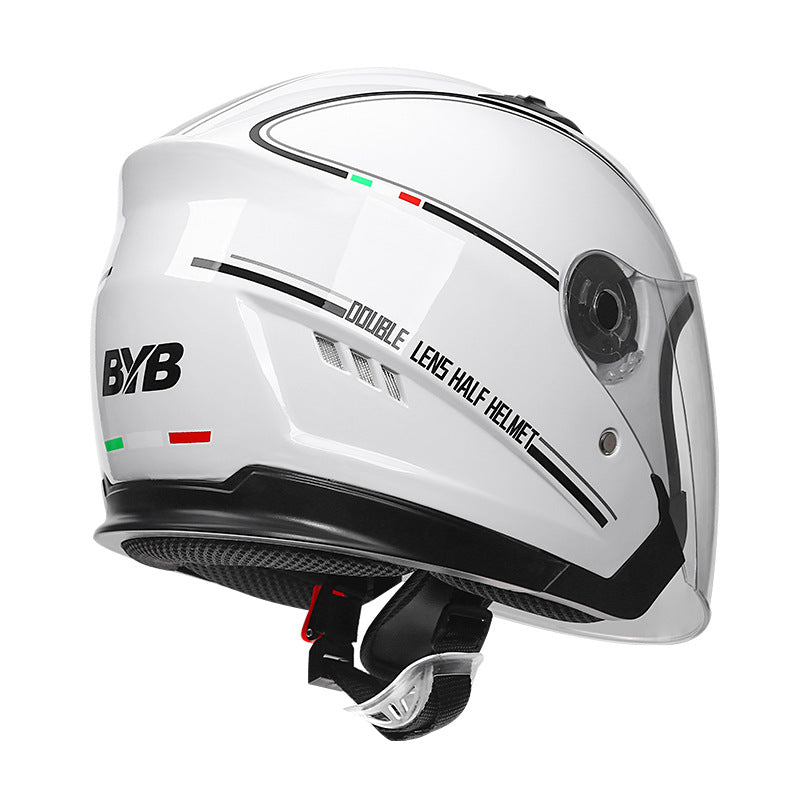 BYB Double Lens Half-Face Motorcycle Helmet – Anti-Fog Inner Visor | 5 Colours 2