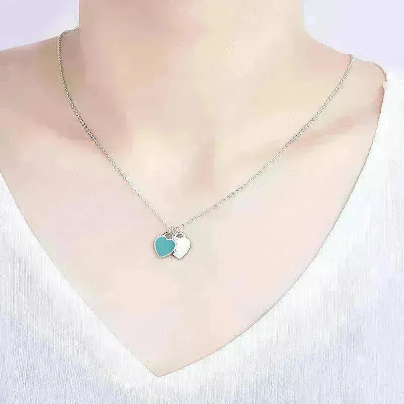Beautiful copper-plated silver double heart necklace - EX-STOCK CANADA