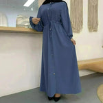 Beautiful Solid Color Full Button down Abaya Dress for Arabian Dubai Turkey Middle East Women - EX-STOCK CANADA