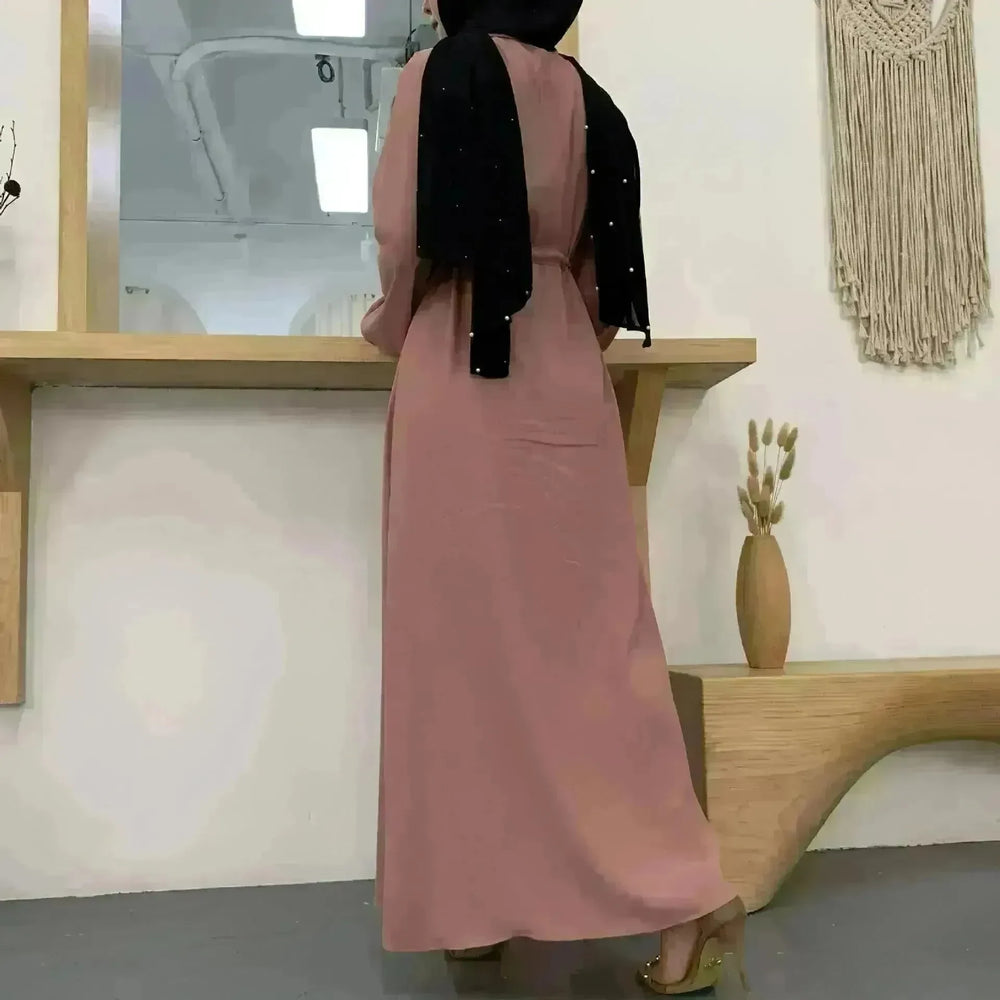 Beautiful Solid Color Full Button down Abaya Dress for Arabian Dubai Turkey Middle East Women - EX-STOCK CANADA