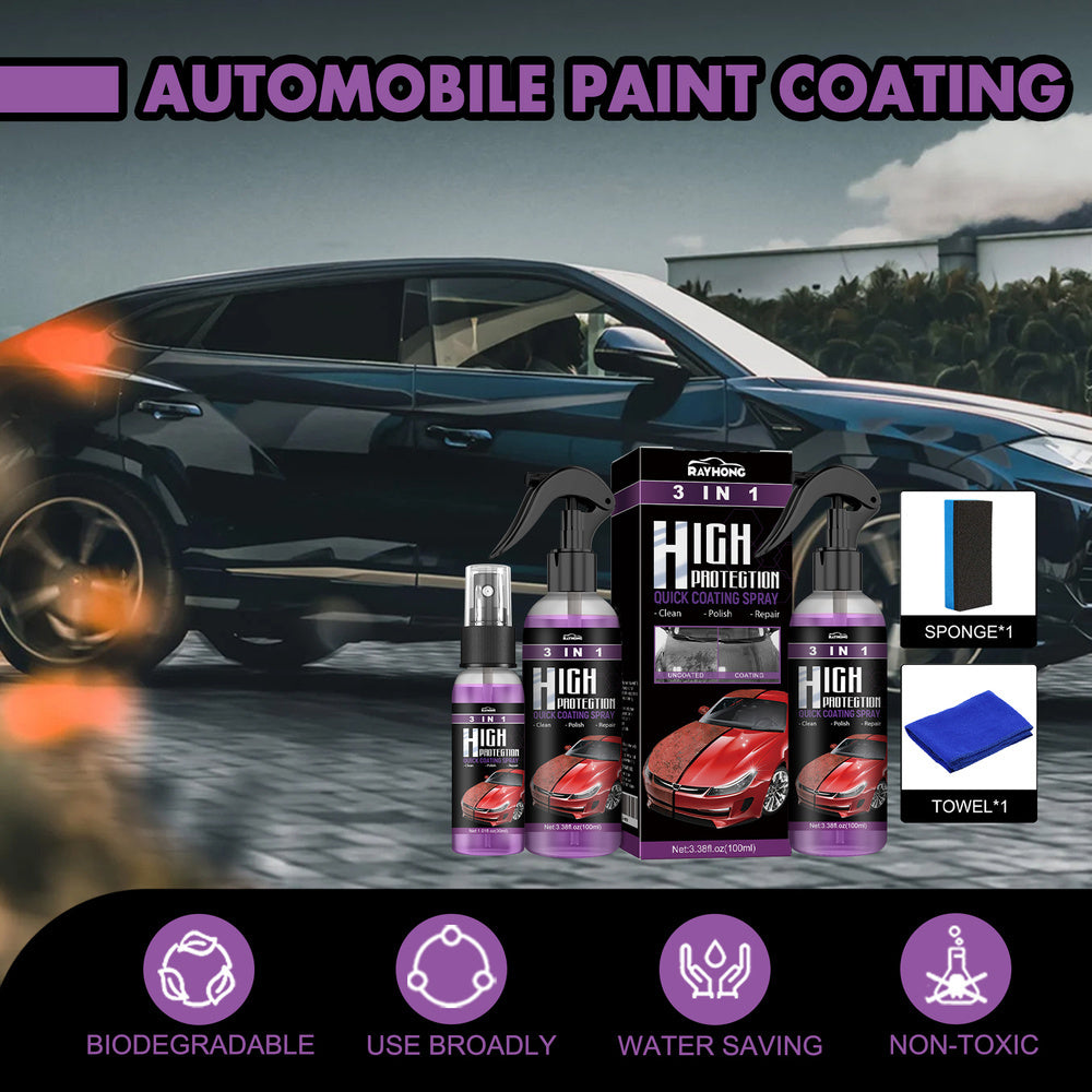 RAYHONG 3-in-1 High Protection Car Coating Spray - TikTok-Trending DIY Paint Protection - Quick Color Change, Cleaning & Shine - Universal For All Vehicles EX-STOCK