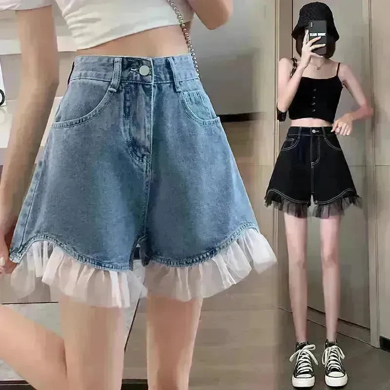 High Waist Design Denim Shorts For Women - EX-STOCK CANADA
