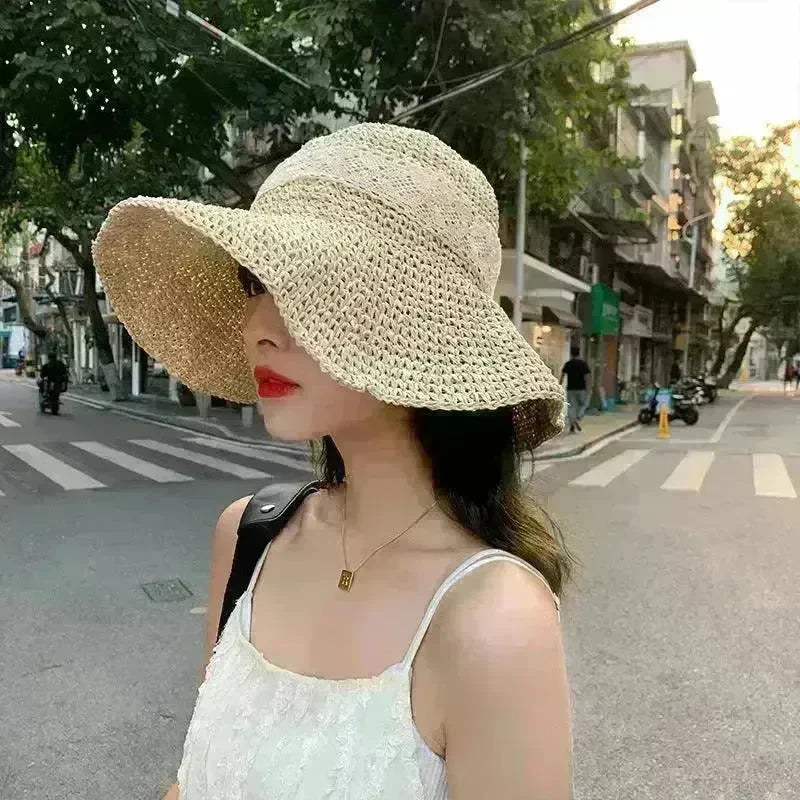 Beige Woven Straw Hat Women's Spring Summer - EX-STOCK CANADA