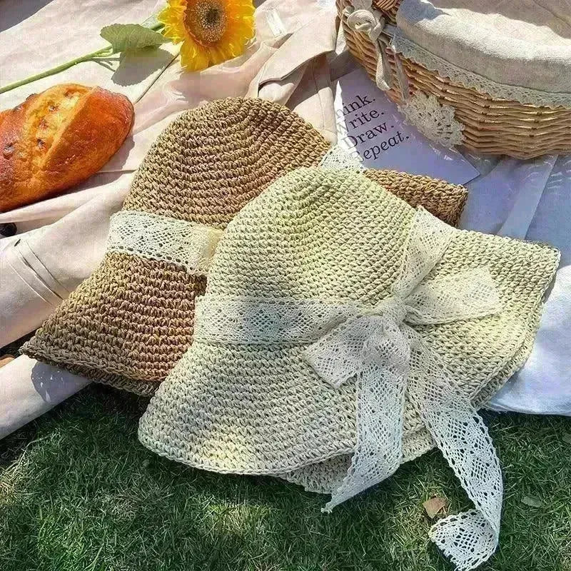 Beige Woven Straw Hat Women's Spring Summer - EX-STOCK CANADA