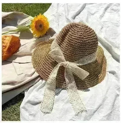 Beige Woven Straw Hat Women's Spring Summer - EX-STOCK CANADA
