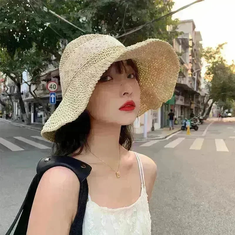 Beige Woven Straw Hat Women's Spring Summer - EX-STOCK CANADA