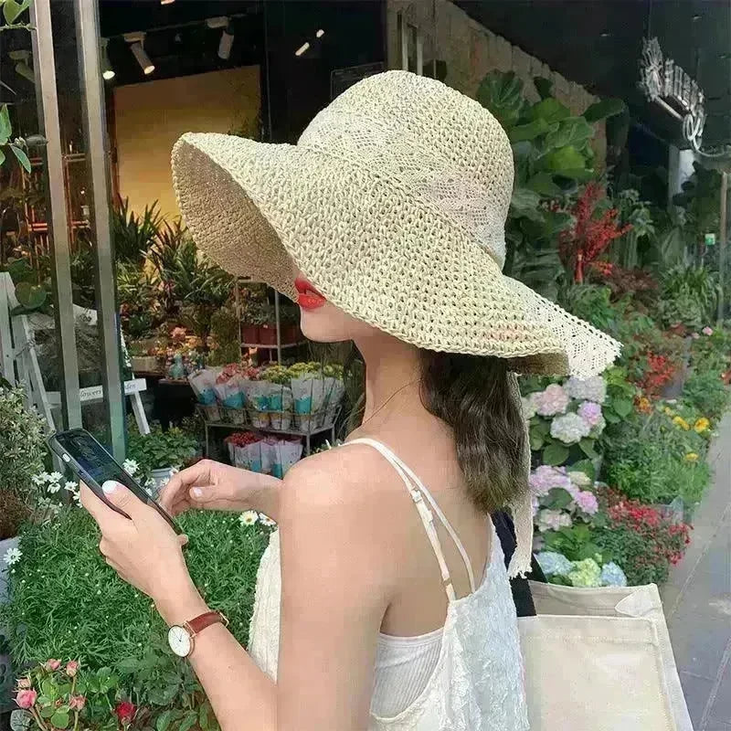 Beige Woven Straw Hat Women's Spring Summer - EX-STOCK CANADA