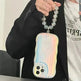 Laser Wave Silicone Phone Case Gradient Laser Stripes Bracelet Case For IPhone 14 13 12 11 Pro Max Plus Bead Chain - EX-STOCK CANADA