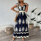 Women's Summer Flowy Maxi Dress Casual Cap Sleeve V Neck Smocked Waist Beach Sundress EX-STOCK