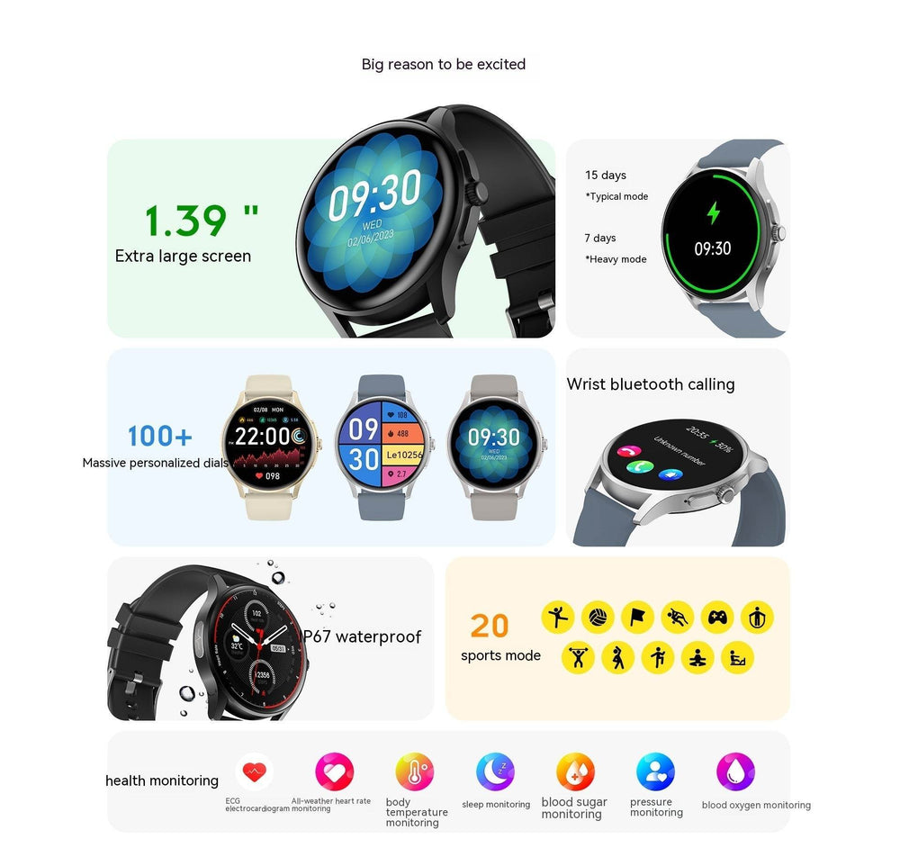 Non-Invasive Blood Glucose Detection Smart Watch  EX-STOCK CANADA