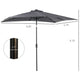 9 X 7 Ft Patio Umbrella Outdoor Table Market With Crank Solar LED Lights Tilt Button For Deck Dark Gray EX-STOCK