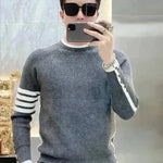 Simple All-match Slim fit Round Neck Pullover Sweater top for men - EX-STOCK CANADA