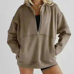 Media cremallera de la mujer Fashion Fashion Casual Ejercicio de sudadera de sudadera de gran tamaño