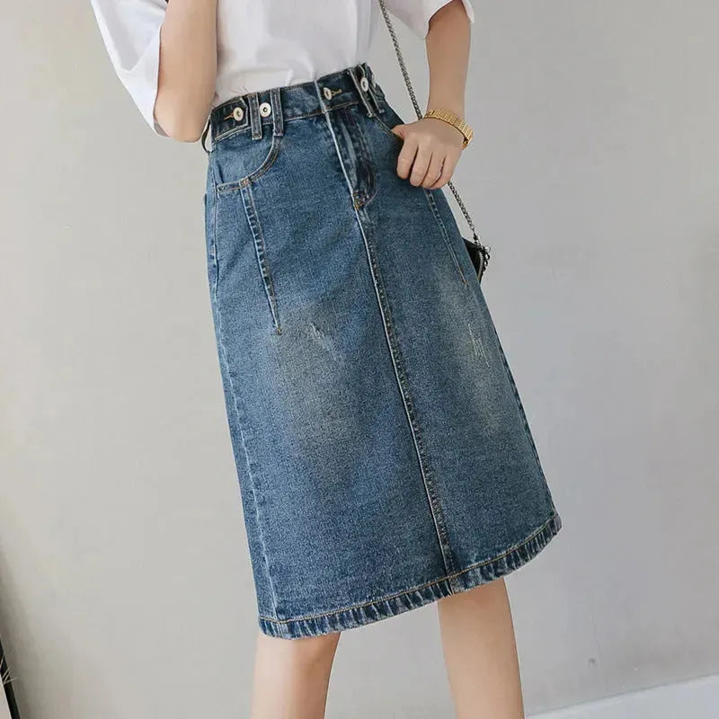 Summer Design Denim Skirt Mid-length Jeans Skirt - EX-STOCK CANADA