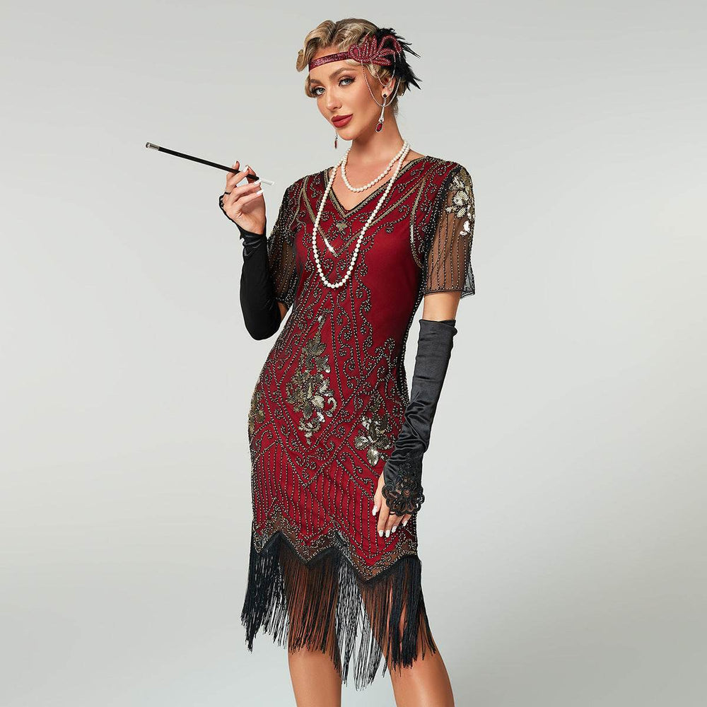 Handmade Embroidery Beads Sequin Tassel Fringed Dress - EX-STOCK Canada