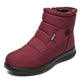 Maroon winter boot with a visible brand logo on a white background