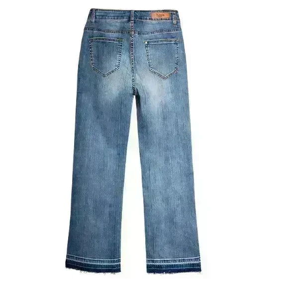 Women's Washed Elastic Loose Wide Leg Ankle-length Bootcut Jeans - EX-STOCK CANADA