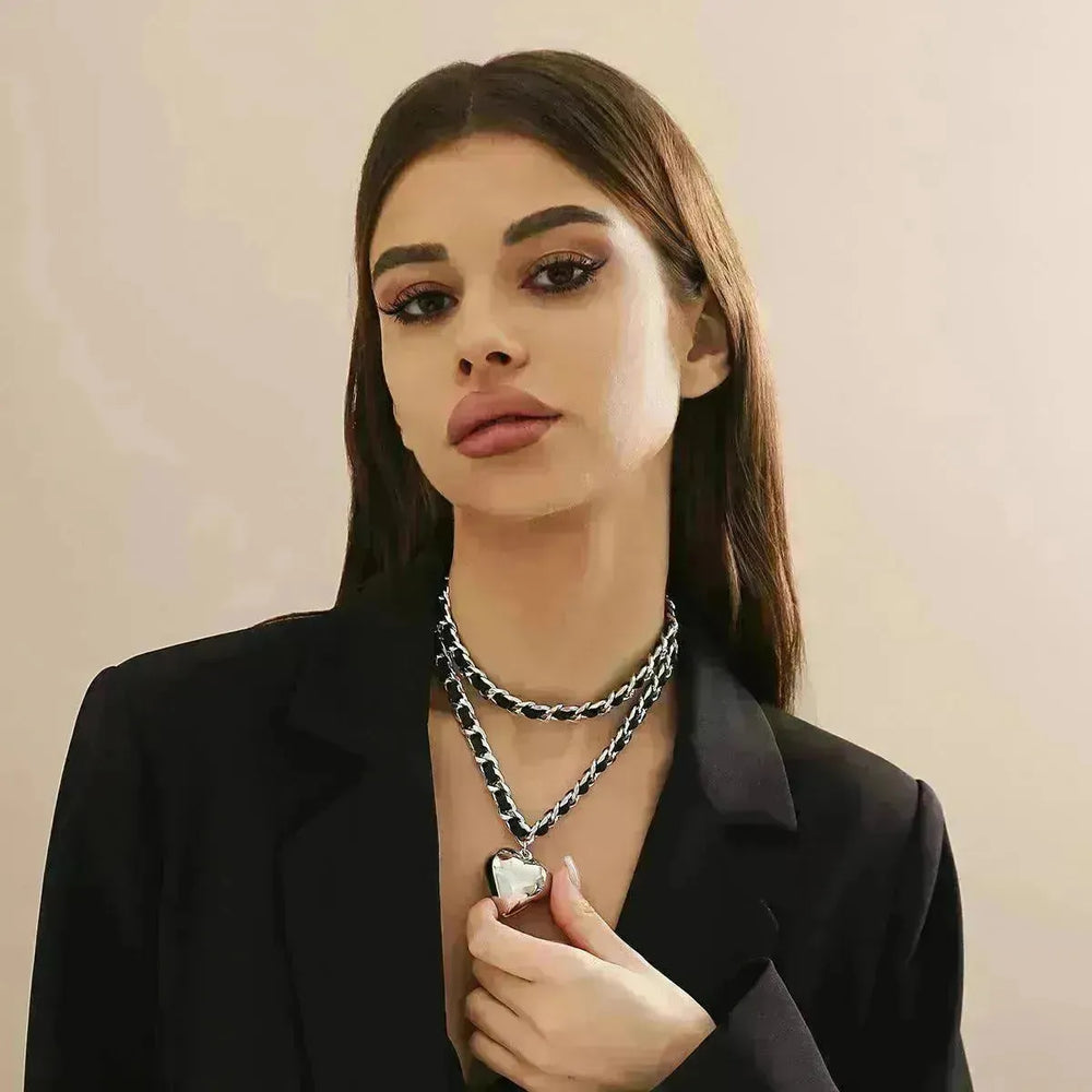 Big Love Double-layer Chains Design Necklace Women Street Punk Style Necklace Fashion Jewelry - EX-STOCK CANADA