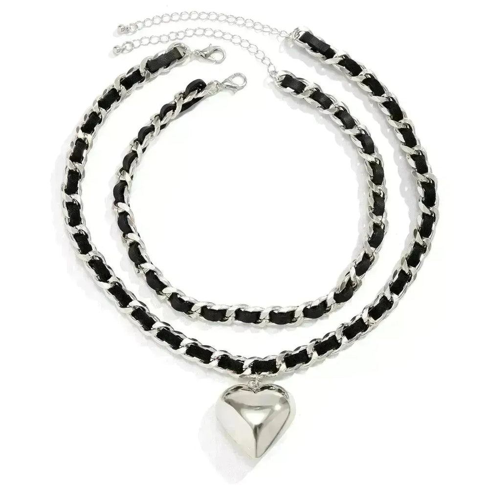 Big Love Double-layer Chains Design Necklace Women Street Punk Style Necklace Fashion Jewelry - EX-STOCK CANADA