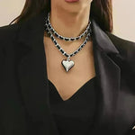 Big Love Double-layer Chains Design Necklace Women Street Punk Style Necklace Fashion Jewelry - EX-STOCK CANADA