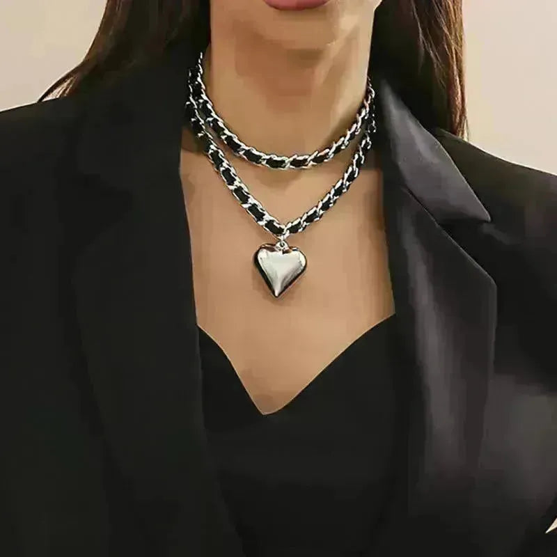 Big Love Double-layer Chains Design Necklace Women Street Punk Style Necklace Fashion Jewelry - EX-STOCK CANADA