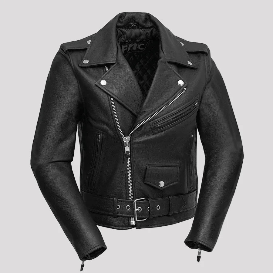Chaqueta de cuero para mujer de motocicleta. Forro térmico acolchado y piel de vaca 
