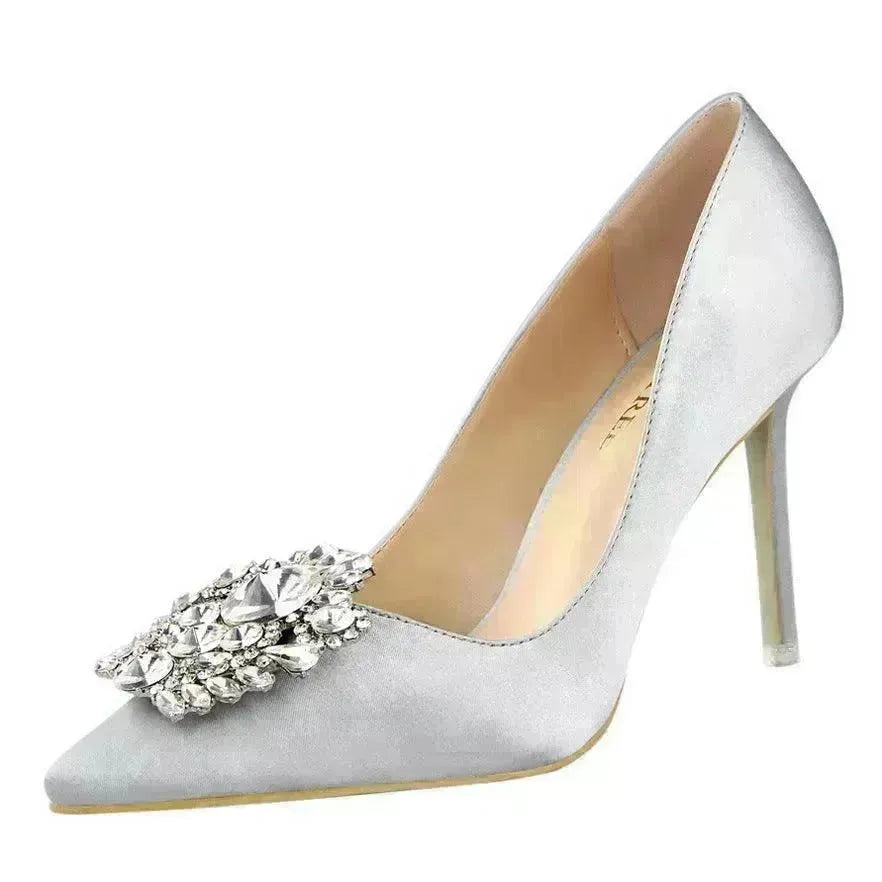 Black High Heels Women Stiletto Professional Leather Shoes Pointed Toe - EX-STOCK CANADA