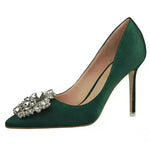 Black High Heels Women Stiletto Professional Leather Shoes Pointed Toe - EX-STOCK CANADA