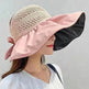 Black Rubber Beach Hat Sun Hat Female Summer Hollow Straw Hat - EX-STOCK CANADA
