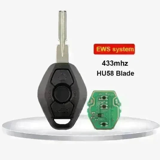 BMW EWS 3 Key Straight Board Replacement Remote Fob Key 315/433 MHZ ID44 HU58 Chip - EX-STOCK CANADA